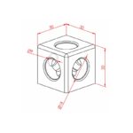 30x30 Üç Yönlü Kare Köşe Bağlantı Parçası Teknik